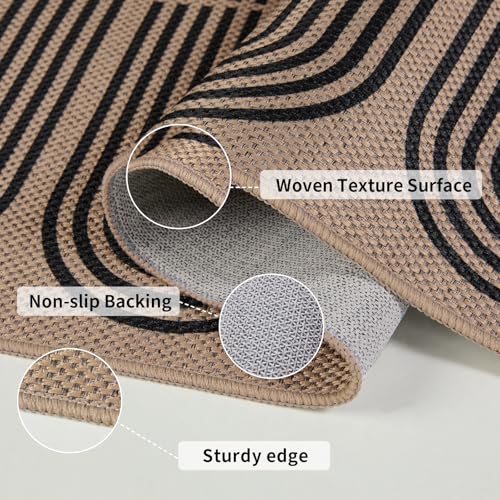 Tangsoo Easy Jute 2x3 Outdoor Rug,Small Washable Non-Slip Rug for Entryway,Brown Ultra Thin Indoor Carpet Farmhouse Modern Small Throw Mat for Kitchen Bedroom Front Door Entry - color: Brown Spiral, size: 2x3ft
