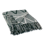 DII Diamond Throw Collection Fringed Woven Cotton Blanket, 50x60, Olive Green - color: Olive Green