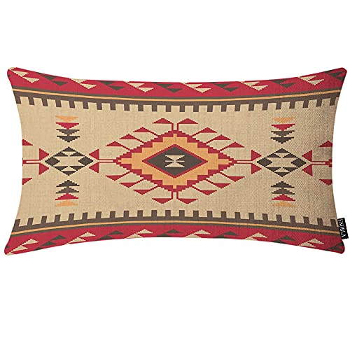 EKOBLA Vintage Ethnic Pattern Oblong Throw Pillow Covers Tribal Print American Aztec Boho Geometric Decorative Home Throw Cushion Cases for Couch Sofa Bedroom Cotton Linen 12x20 Inches - color: Multi-bs02, size: 20" x 12" (Pack of 1)