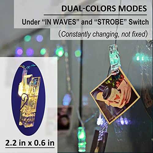 Solhice Photo Clips String Lights Color Changing 10ft, 20 LEDs RGB Hanging Pictures Wall Display Lights for Teenager Christmas Gift, Teen Girl Room Decor with USB Powered Remote Control - size: 10ft