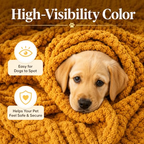 Battilo Cozy Mustard Throw Blanket 50" x 60" | Hand Knitted Chunky Knit Throw Blanket, Soft Jumbo Chenille for Couch Sofa Bed - color: Mustard