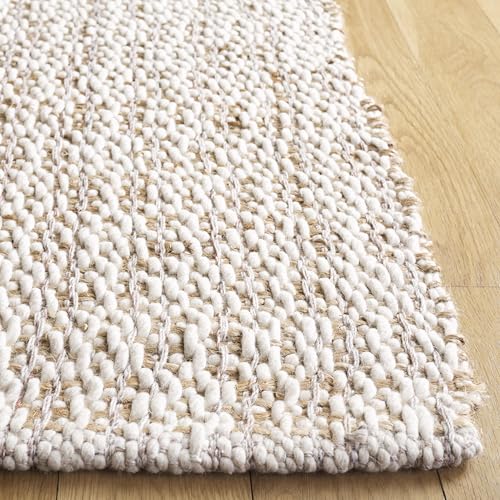 SAFAVIEH Area Rug 6x9 - Natural Fiber Collection - Natural & Pink, Handmade Jute & Wool, Ideal for Living Room, Bedroom, Dining Space (NFB225U) - color: Natural/Pink, size: 6' x 9' (Rectangular)