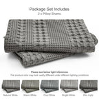PHF 100% Cotton Waffle Pillow Shams Standard Size, 2 Pack 20" x 26" Soft Skin-Friendly Pillowcases, No Filling, Aesthetic Woven and Breathable Waffle Weave Pillow Case Covers for Bed, Dark Grey - color: Dark Grey, size: 26" x 20" (Pack of 2)