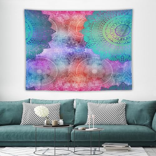HZOHNAGO Mandala Tapestry Abstract Colored Geometry Pattern Printed Wall Tapestry Watercolor Abstract Wall Hanging for Bedroom Living Room Dorm 80" W x 60" H - color: Style-6, size: 80"L x 60"W