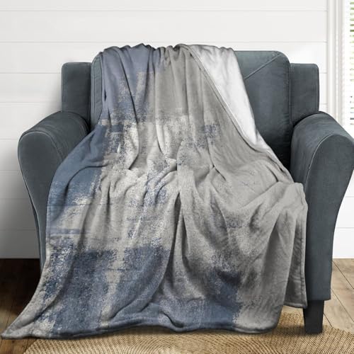 Abstract Gradient Blanket, Modern Fashion Art Blue Grey Painting Strokes Pattern Soft Warm Cozy Plush Flannel Covers for Livingroom Bedroom Couch Chair Camping Travel Home Decor Tapestry 30x40in - color: Abstract-21, size: 30W" x 40L"