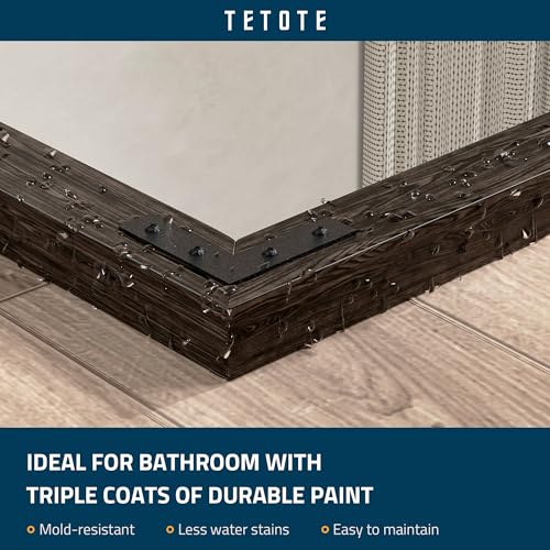 TETOTE 55 x 36 Black Wood Mirror for Bathroom Wall/Bedroom/Living Room/Entryway Farmhouse Rustic Bathroom Vanity Mirror for Over Sink Waterproof (Horizontal/Vertical Mounted) - color: Black Wood, size: 36"L x 55"W