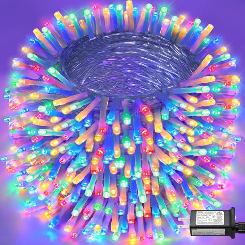 262FT 800 LED Outdoor String Lights, Extra Long Christmas Lights Indoor Waterproof, 8 Modes Plug in Twinkle Fairy Lights Clear Wire for Outside House Patio Garden Party Decorations, Multicolor - color: Multicolor, size: 262ft 800LED