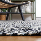 SAFAVIEH Braided Collection Accent Rug - 3' x 5', Black & Navy, Handmade Farmhouse Cotton, Ideal for High Traffic Areas in Entryway, Living Room, Bedroom (BRD260N) - color: Black/Navy, size: 3' x 5' (Rectangular)