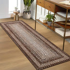 RUGSREAL Runner Rug 2x8 Machine Washable Hallway Runner Rug Entryway Long Runner Carpet Braided Printed Throw Mat Non Slip Kitchen Mat Living Room Rustic Carpet for Bedroom Dining Room, Brown - color: Brown, size: 2' x 8' (Runner)