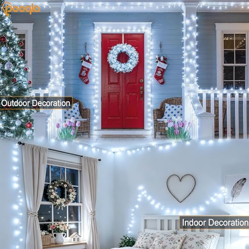 Pooqla 2 Pack String Lights Battery Operated, Total 33.3ft 100 LED Fairy Lights Indoor Outdoor Decorations, 8 Modes Cool White Battery Christmas Lights for Bedroom Classroom Porch Party Yard Decor - color: Cool White, size: 50 LED x2
