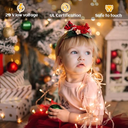 Icicle lights Outdoor - 33ft Christmas Lights with 400LED 75 Drops 8 Modes, Plug in Curtain String Lights Waterproof for Holiday Wedding Party Home Garden Bedroom Indoor Decoration, Warm White - color: Warm White, size: 400LED/33ft