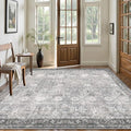 6x6 Square Area Rug, Soft Non Slip Low Pile Washable Rug, Boho Modern Area Rug for Bedroom, Laundry Room, Distressed Grey - color: Distressed Grey, size: 6x6 (Square)