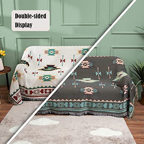 Hopstar Aztec Throw Blanket Navajo Indian Blankets and Throws Boho Western Decor Couch Cover Blanket for Bed Sofa Living Room Beach Travel 51"x63" - color: Sucre, size: 51"x63"