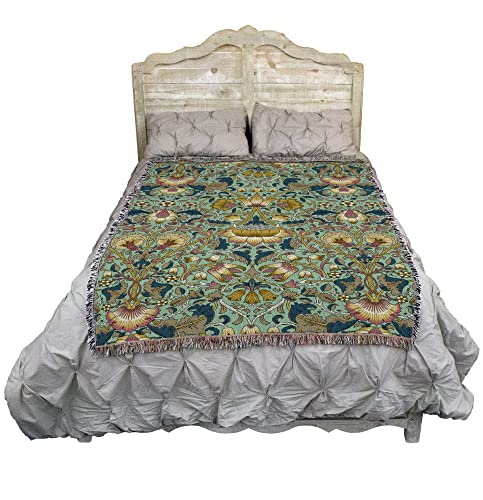 Pure Country Weavers William Morris Lodden Moss Blanket - Arts & Crafts - Gift Tapestry Throw Woven from Cotton - Made in the USA (72x54) - color: Moss, size: Large