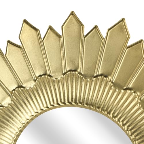 NIKKY HOME Vintage Sunburst Round Wall Mirror, 17.8 Inch Metal Framed Decorative Large Mirror for Bathroom, Living Room, Office, Gold Finish