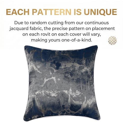 Navy Blue Abstract Throw Pillow Covers 18x18 inch Set of 2 Jacquard Pillow Cases Farmhouse Decorative Cushion Covers for Sofa Couch - color: Jacquard 2