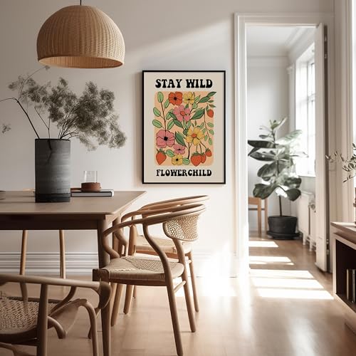 Poster Master Strawberry Print - Retro Stay Wild Flower Child Poster - Trendy Floral Art - Preppy Wildflowers Wall Design - Chic Boho Office or Living Room Decor - 8x10 UNFRAMED Wall Art - color: Style-16, size: 8"L x 10"W
