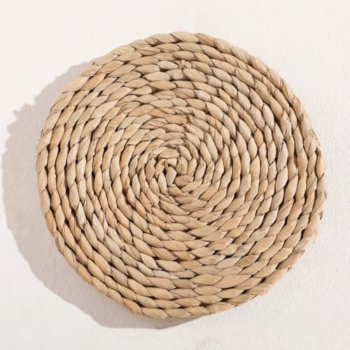 homeemoh Boho Round Hand Woven Wall Basket Decor, Seagrass Rattan Wicker Farmhouse Hanging Baskets Flat Wall Art for Kitchen Living Room Bedroom, 1 Pcs 7.87" - color: Style2( 7.87")