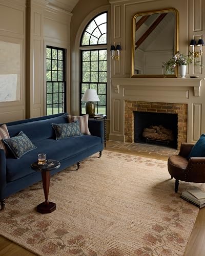 Loloi Chris Loves Julia Rue Collection RUE-05 Natural/Multi 9'-3" x 13' Area Rug Jute Neutral Floral Living Room Bedroom Rug - color: Natural / Multi, size: 9'3" x 13' (Rectangular)