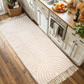 Boho Bathroom Rugs with Tassels Cotton Bath Mat Washable Bathroom Rugs, Boho Area Rug Beige Tufted Woven Rainbow Rug 2' x 4.3' - color: Rainbow Cream, size: Medium(2'x4.3')