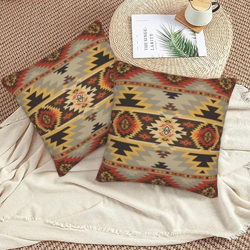 Aztec Geometric Native Throw Pillow Covers 18 X 18 Inch Set of 2 Pillow Cases Decoration Cushion Cover for Sofa Bedroom Living Room Outdoor - color: Aztec Geometric Native
