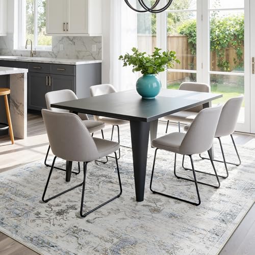 8'x10' Rugs for Living Room Bedroom, Washable Area Rugs, Pet & Kid Friendly Low Pile Carpet, Non-Shedding Non-Slip TPE Backing, Vintage Distressed Print Floor Mat for Bedroom Dining Room, Blue - color: Blue, size: 8x10