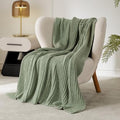 WESHIONGOO Throw Blanket for Couch Soft Knit Throw Blanket with Chenille Yarn Non-Shedding, Chenille Blanket for Living Room Bed Sofa (Sage Green, 50"*60") - color: Sage