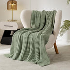 WESHIONGOO Throw Blanket for Couch Soft Knit Throw Blanket with Chenille Yarn Non-Shedding, Chenille Blanket for Living Room Bed Sofa (Sage Green, 50"*60") - color: Sage