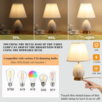 Modern Ceramic Table Lamps Set of 2 for Nightstand, Touch Dimmable Small Bedroom Lamp for Night Stands, Living Room, Kids Room (Gold of 2 Pack) - color: Gold of 2 Pack