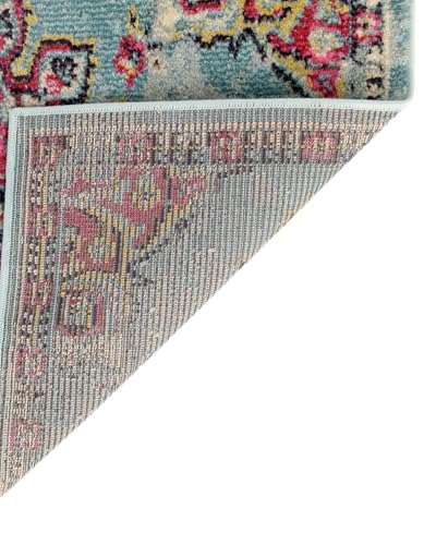Rugs.com Fleur Collection Rug – 6 Ft Runner Light Blue Medium-Pile Rug Perfect for Hallways, Entryways - color: Light Blue 11, size: 2'2" x 6'7" (Runner)