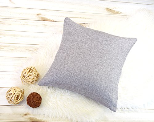 Aiking Home Woven Fine Faux Linen Throw Pillow Cover, Size 18"x18", Light Grey - color: Light Grey, size: 18" x 18" (Pack of 1)