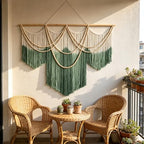 RUIZHIXUAN Large Macrame Wall Hanging Macrame Tie-dye Wall Hangings Tapestry Cotton Textile Boho Wall Decor Art Bedroom headboard Handwoven 59" Wx43” L (Tie-dye green) - color: Tie-dye green