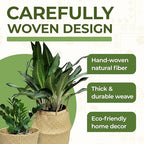 Seagrass Plant Basket Set of 3 with Handles – Handwoven Woven Basket Planter, Indoor Plant Basket & Plant Holder Basket, Natural Fiber Wicker Plant Pot Basket for Boho Farmhouse Home Decor - size: Set of 3 (with handles), style: With handles