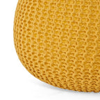 Round Pouf Ottoman, 18" Bordeaux Knitted Cotton Woven Round Pouf, Sofa Footrest Suitable for Living Room, Bedrooms, Home, Offices (Yellow) - color: Yellow