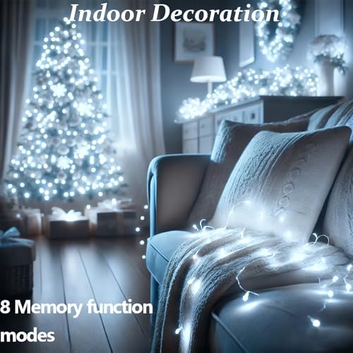 200 LED Clear Wire Cool White Christmas String Lights, 72 ft Plug-in Fairy String Lights with 8 Modes for Christmas/Party/Wedding/Bedroom/Indoor/Outdoor Decor, UL Certified - color: Cool White