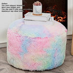 Asuprui Pouf Ottoman Unstuffed Round Bean Bag Poof Ottoman Seat Soft Faux Fur Footrest Stool 20x20x12 Inches Fuzzy Chair Floor Chair Foot Rest with Storage for Living Room Bedroom Rainbow Pouf Cover - color: Rainbow