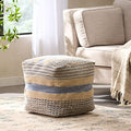 Foamma Pouf Ottoman Natural Blue, 16"x16"x16" - Square Ottoman Foot Rest for Living Room and Bedroom, Pouf Footstool with Handcrafted Wool Cover, Foot Rest for Couch, Boho Furniture for Home - color: Natural