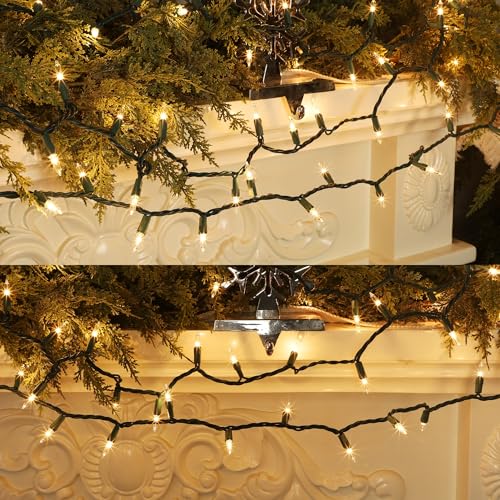 Clear Christmas String Lights, 100 Count, Incandescent Mini Christmas Lights, Connectable Xmas Tree Light for Indoor Outdoor Garland Birthday Holiday Wedding Festival Party - color: Clear Warm White