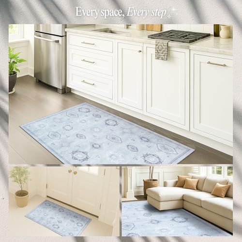 Turkish Rug. Washable Vintage Oriental Antique Inspired Traditional Doormat Small Modern Area Rugs Luxury Entryway Entry Bedroom Bathroom Kitchen (394GG, 2' x 3') - color: 394gg, size: 2' x 3' (Rectangular)