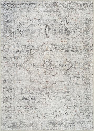 Bloom Rugs Washable Non-Slip 2x3 Rug - Ivory/Gray/Caramel Traditional Oriental Area Rug for Living Room, Bedroom, Dining Room, and Kitchen - Exact Size: 2' x 3' - color: Ivory / Gray / Caramel, size: 2' x 3' (Rectangular)