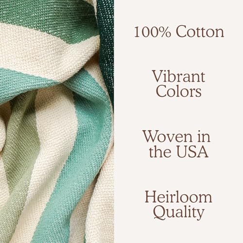 Laurel Ridge Striped Afghan Throw Blanket | Thick & Cozy | Cotton USA Made (73x48) - color: Laurel Ridge