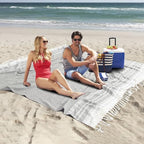 Giant Turkish Beach Towel Boho Beach Throw Blanket Anti Resistant Sand Free Quick Dry Lightweight Sandless Cloud Hawaii Honeymoon Travel Essentials Xl Big Huge Jumbo Women Summer Vacation Gift - color: Grey, size: Giant Large 82''x88''