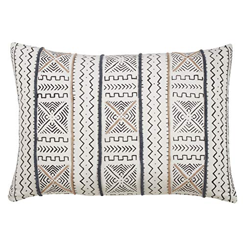 White African Mud Cloth Inspired Decorative Throw Pillow - Cover (Filling Not Included), 14" X 20" Rectangular (1 piece), 100% Cotton - size: 20" x 14" (Pack of 1)