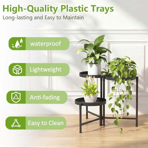 aboxoo 3 Tier Metal Plant Stand Modern NEW, Indoor Outdoor Multi-Tiered Plant Stand Display Tray, Flower Pot Stand for Indoor Home Outdoor Patio Balcony Yard - size: 3 Tier