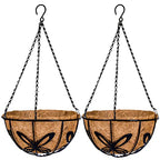 Kingbuy Metal Hanging Planter Basket with Coconut Fiber Liner Chain Wire Plant Holder 10 Inch Flower Pot for Indoor Outdoor Decor, Butterfly Pattern, 2 Pack - size: 10 Inch, style: Butterfly