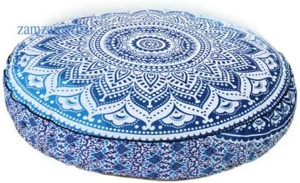 Decorative Ombre Mandala Large Round Pillow Sham Floor Cushion Bohemian Ottoman Pouf Footstool Case Outdoor Yoga Mat Boho Decor Sofa Cover