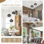 12" Boho Black 3-Light Boho Chandeliers for Kitchen Island Hand-Woven Boho Rattan Chandeliers Dimmable Adjustable Hanging Wicker Chandelier for Dining Room Living Room（Bulb Incl.） - color: 11.8" Black 3-Light