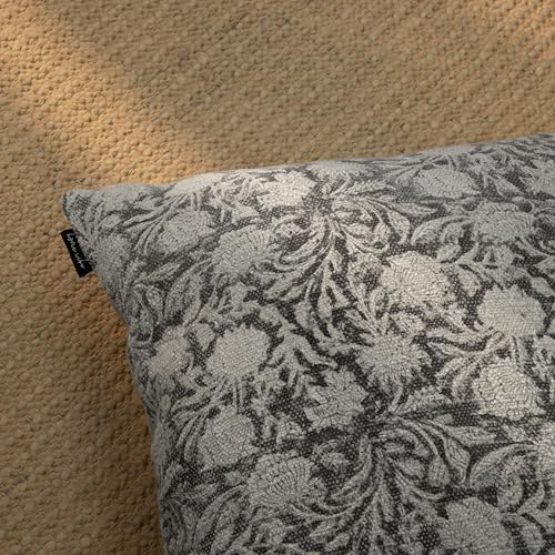 Handblock Printed Vintage Indian Cotton Decorative Throw Pillow Covers, Set of 2 (Iron Grey, 18" x 18" (Pack of 2)) - color: Iron Grey, size: 18" x 18" (Pack of 2)