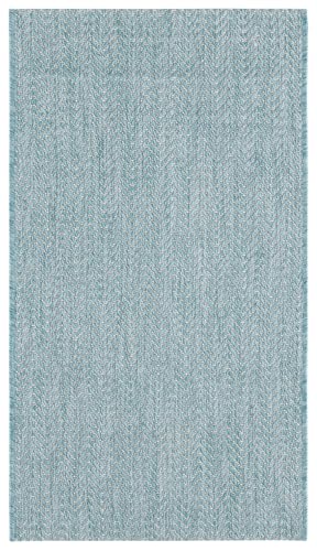 SAFAVIEH Outdoor Accent Rug 2'x3'7" - Courtyard Collection - Coastal Design, Aqua & Grey, Durable & Easy Cleaning, Ideal for Patio, Entryway, Mudroom, Backyard (CY8022-37121) - color: Aqua/Grey, size: 2' x 3'7" (Rectangular)