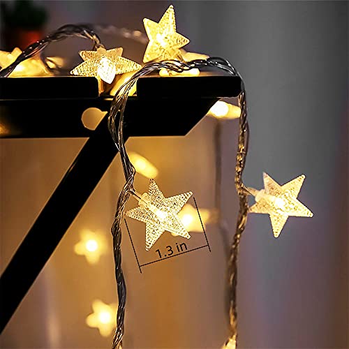 Yummuely Star String Lights 10Ft 20 LED Fairy Lights Battery Operated Waterproof Indoor Outdoor Twinkle Christmas Lights for Bedroom Party Wedding Xmas Tree Decoration (Warm White) - size: Star Lights